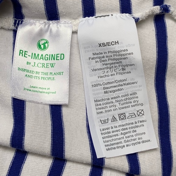 J. Crew Tie Back Top in Striped Mariner Cloth  3/4 Sleeve XS - Picture 6 of 8